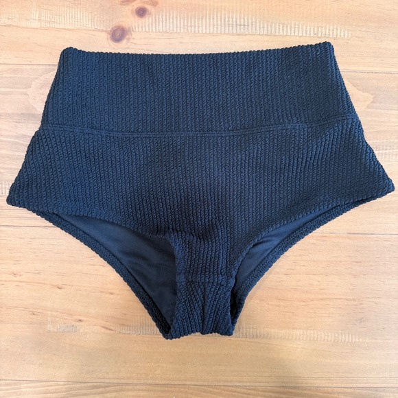 PINK Victoria's Secret Other - PINK Victoria's Secret Black Smocked High Waist Bikini Bottom XS Recycled Fabric